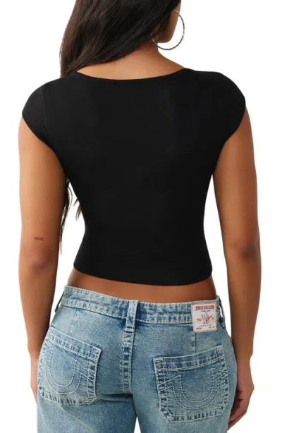 True Religion Cutout Rib T-shirt In Black