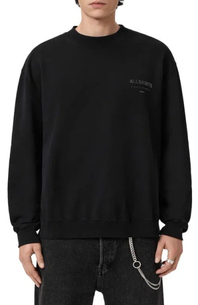Allsaints Mens Jet Black Xander Branded-print Cotton-jersey Sweatshirt Xxl In Multi