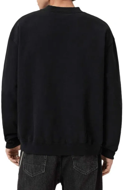 Allsaints Mens Jet Black Xander Branded-print Cotton-jersey Sweatshirt Xxl In Multi