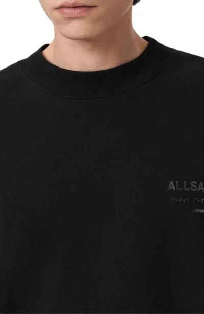 Allsaints Mens Jet Black Xander Branded-print Cotton-jersey Sweatshirt Xxl In Multi