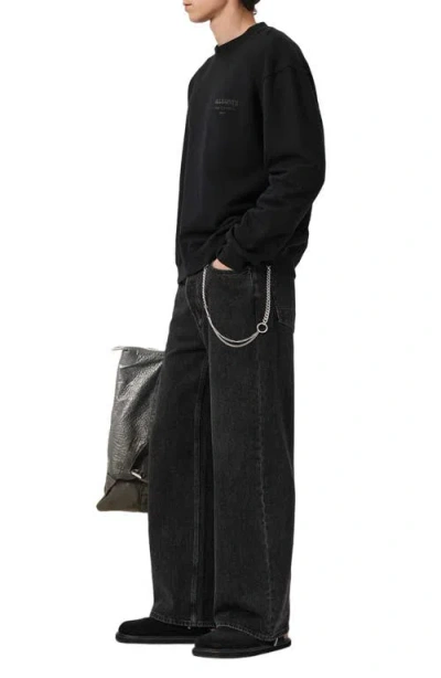 Allsaints Mens Jet Black Xander Branded-print Cotton-jersey Sweatshirt Xxl In Multi