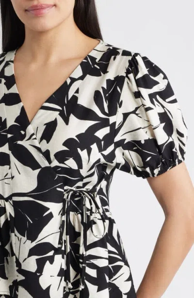 Loveappella Abstract Leaf Print Wrap Top In Multi