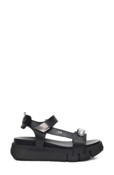 Nerogiardini Ankle Strap Platform Sandal In Black