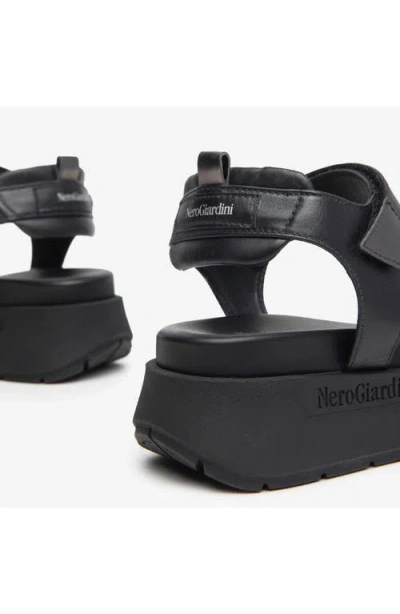 Nerogiardini Ankle Strap Platform Sandal In Black