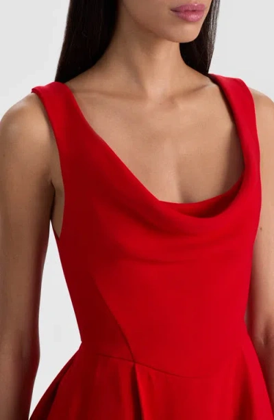 Alice And Olivia Estrella Draped Flare Mini Dress In Red