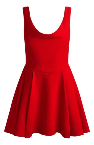 Alice And Olivia Estrella Draped Flare Mini Dress In Red