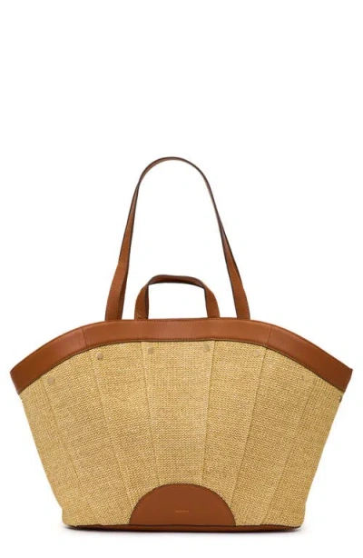 Hammitt Shelley Tote Cocoa Raffia Gold In Multi