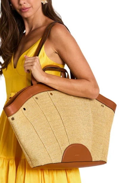Hammitt Shelley Tote Cocoa Raffia Gold In Multi