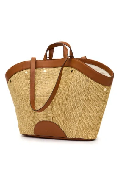 Hammitt Shelley Tote Cocoa Raffia Gold In Multi