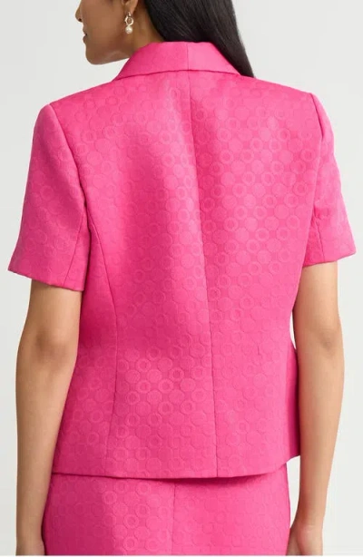 Kasper Jacquard Three-button Jacket In Pink