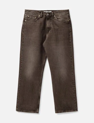Our Legacy Denim Trousers Faded Effect Belt Loops Five Pockets In Brown