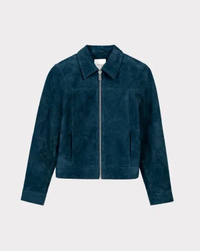 Kettlewell Harper Suede Bomber Jacket In Blue