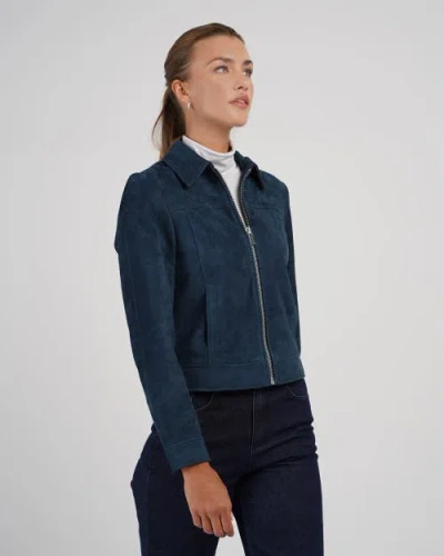 Kettlewell Harper Suede Bomber Jacket In Blue