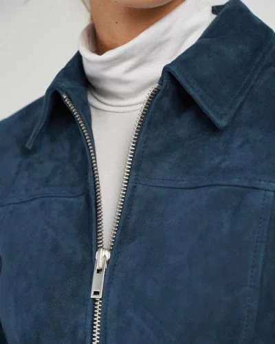 Kettlewell Harper Suede Bomber Jacket In Blue