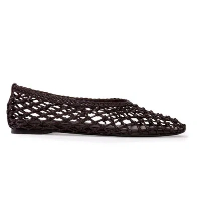 Black Suede Studio Sonia Flat Black Coffee In Brown