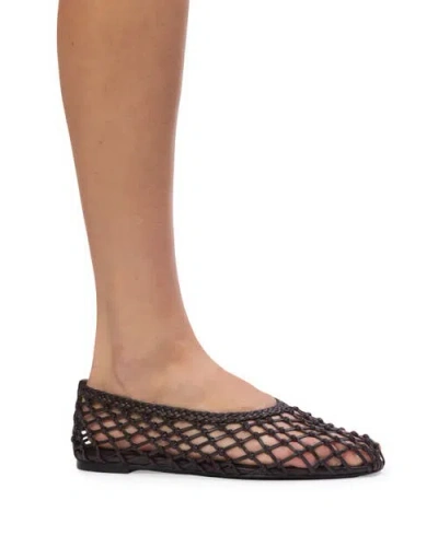 Black Suede Studio Sonia Flat Black Coffee In Brown