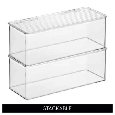 Idesign Stackable Hinged-lid Storage Box In Transparent