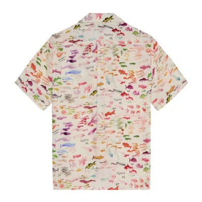 Vilebrequin Vbq X Fabrice Hyber Pescador Linen Bowling Shirt In White