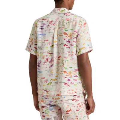 Vilebrequin Vbq X Fabrice Hyber Pescador Linen Bowling Shirt In White