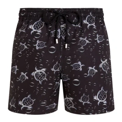 Vilebrequin Men Micro-perforated Ultra-light And Packable Swim Shorts Bubble Turtles 3d In Black