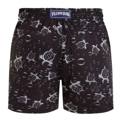 Vilebrequin Men Micro-perforated Ultra-light And Packable Swim Shorts Bubble Turtles 3d In Black