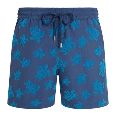 Vilebrequin Moorea Straight-leg Mid-length Printed Recycled Swim Shorts In Blue