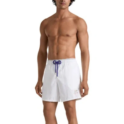 Vilebrequin Men Swim Shorts Bicolor Micro Ronde Des Tortues In White