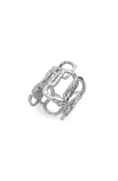 Retro Chic Roman Arc Ring In Silver