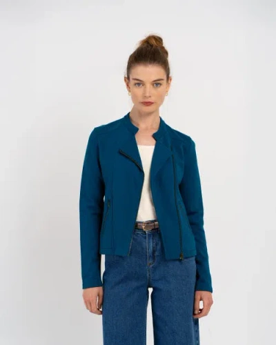 Kettlewell Sculpted Biker Jacket In Blue