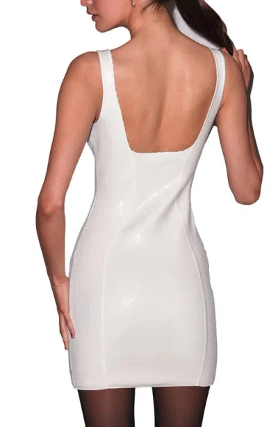 Fleur Du Mal Sequin Knit Bodycon Mini Corset Dress In White