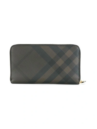 Shop Burberry London Check Ziparound Wallet In Brown