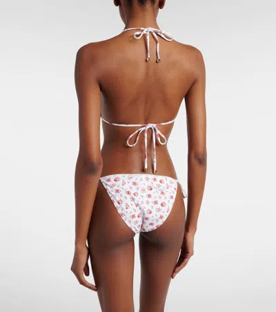 Dolce & Gabbana Small Rose-print Triangle Bikini In White
