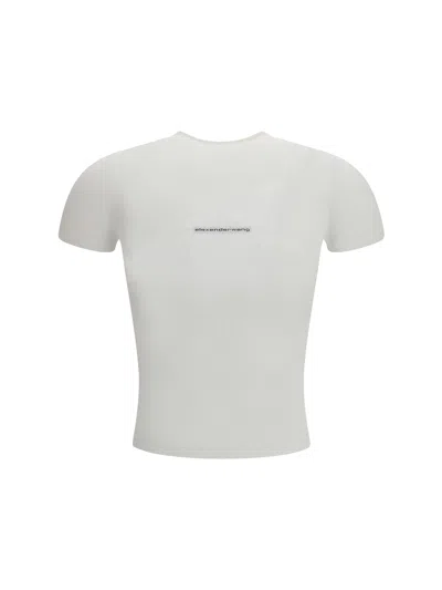 Alexander Wang Short Sleeve Crewneck Top With Jacquard Logo In White