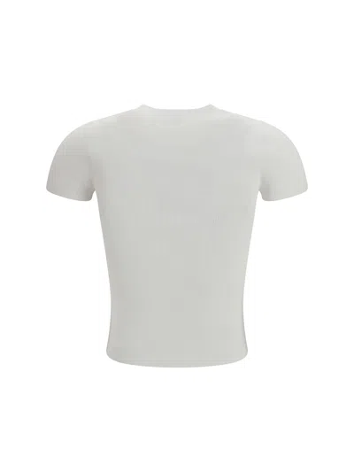Alexander Wang Short Sleeve Crewneck Top With Jacquard Logo In White