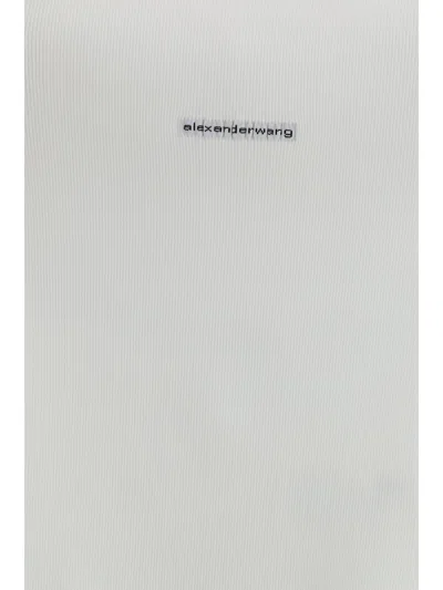 Alexander Wang Short Sleeve Crewneck Top With Jacquard Logo In White