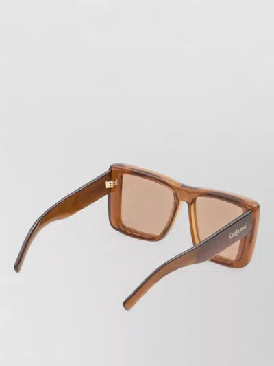 Saint Laurent Howl Rectangular Sunglasses Nylon Lenses Temples In Brown