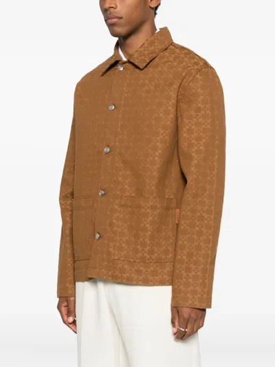 Sandro Button-up Denim Jacket In Brown