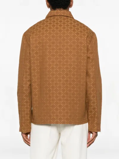 Sandro Button-up Denim Jacket In Brown