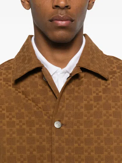 Sandro Button-up Denim Jacket In Brown