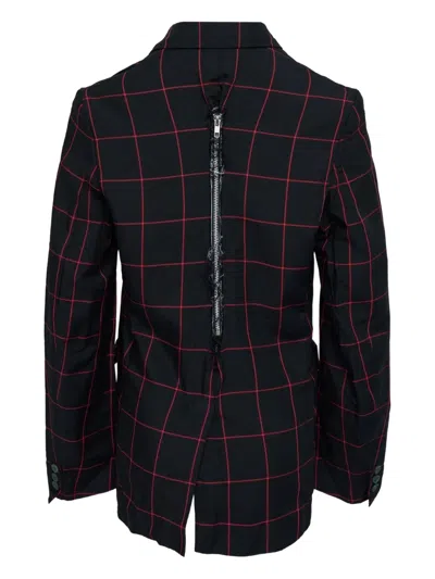 Black Comme Des Garçons Check-pattern Blazer In Black