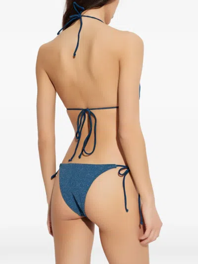 Bondeye Beaded Triangle Bikini Top In Blue