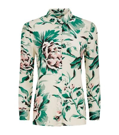 Burberry Floral Print Silk Shirt In Emerald Green | ModeSens