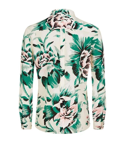 Shop Burberry Floral Print Silk Shirt