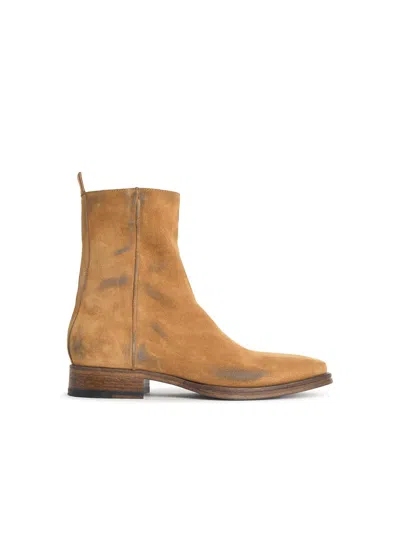 Acne Studios Distressed Suede Ankle Boots In Brown