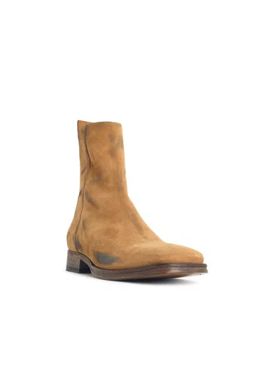 Acne Studios Distressed Suede Ankle Boots In Brown
