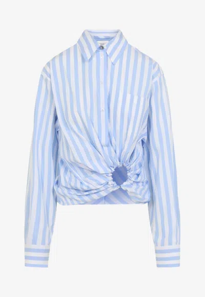Sportmax Palmizi Striped Knotted Shirt In Blue