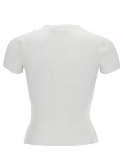 Alexander Wang Short Sleeve Crewneck Top With Jacquard Logo In White