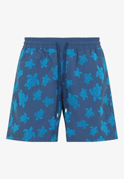 Vilebrequin Moorea Straight-leg Mid-length Printed Recycled Swim Shorts In Blue