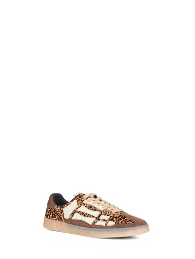 Amiri Pacific Bones Brown Low-top Sneaker With Logo Patch On The Tongue And Leopard Print In Suede Man In Animal Print