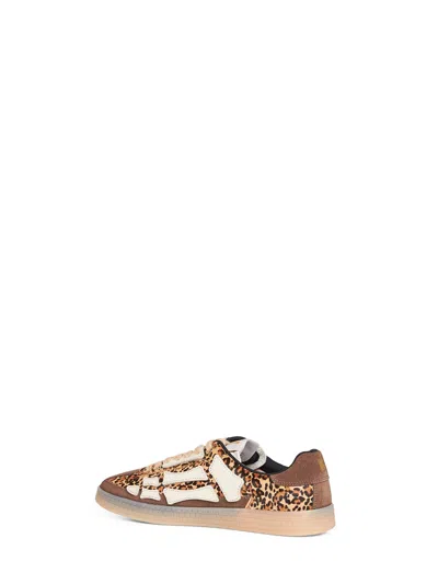 Amiri Pacific Bones Brown Low-top Sneaker With Logo Patch On The Tongue And Leopard Print In Suede Man In Animal Print